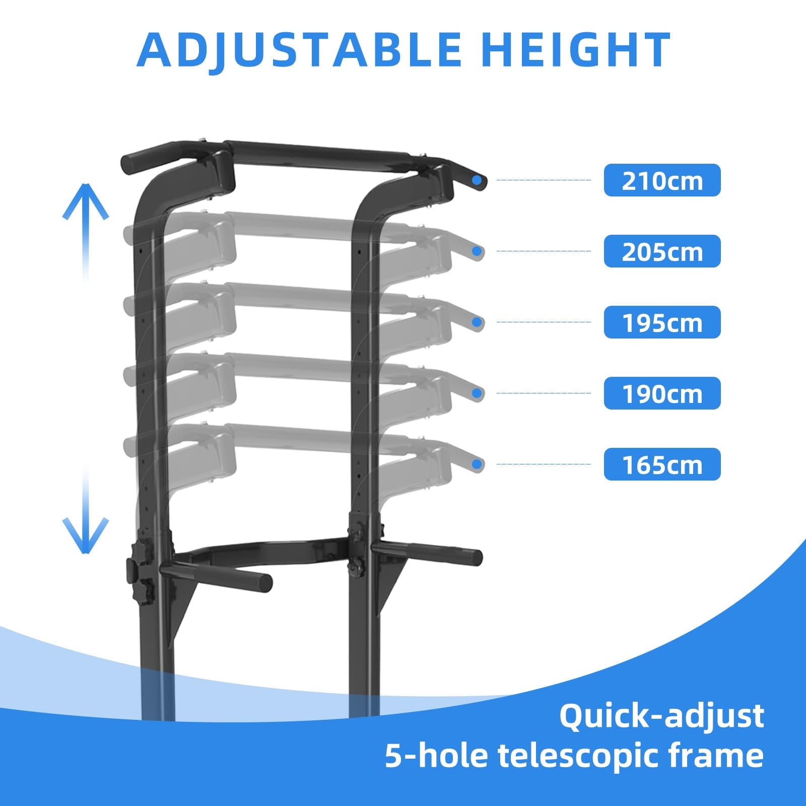 JaxShark Adjustable 82.6"H Power Tower Pull Up Dip Station Multi-Function Home Gym Strength Training,Black