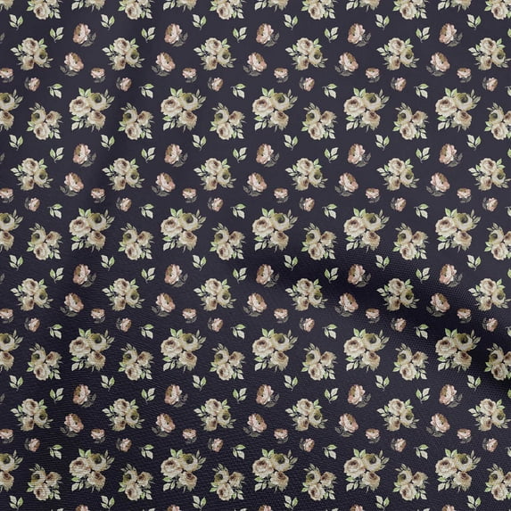 oneOone Cotton Poplin Rose Brown Fabric Watercolor Floral Sewing Fabric By The Yard Printed Diy Clothing Sewing Supplies 42 Inch Wide