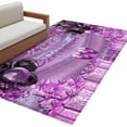 thumbnail image 2 of Happy Birthday Purple Area Rug 4'x6', Gifts Balloons Goblet Shinning Glitter Ribbons Washable Non-Slip Rugs, Low Pile Large Carpet for Living Room Bedroom Dining Room Kitchen Office Indoor Mat, 2 of 9