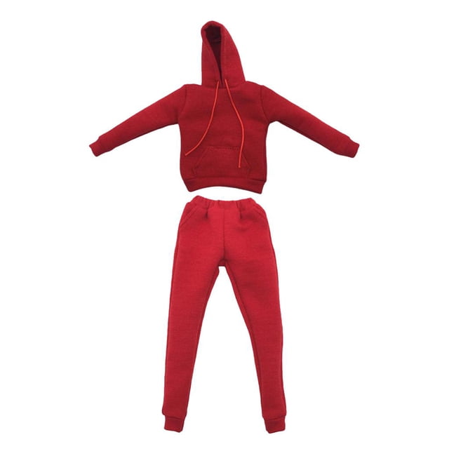 Traje de pantalón y con capucha de muñeca 1/6 para accesorios de de acción femenina pulgadas, rojo Zulema Figura de acción ropa