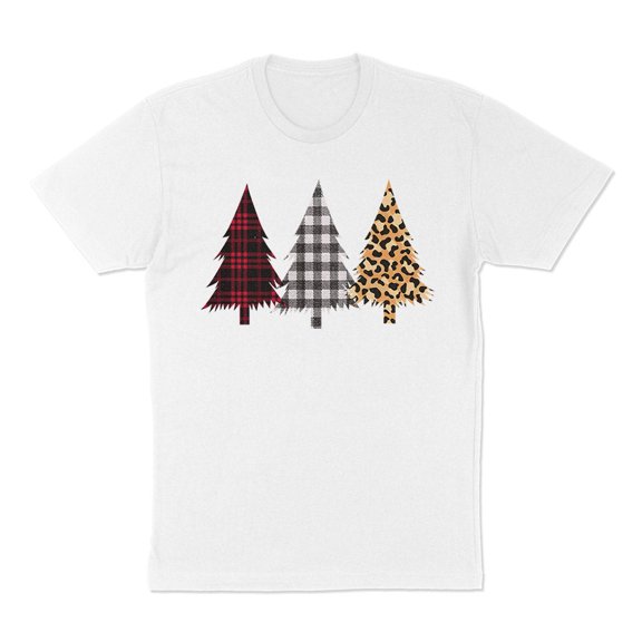 Plaid Print Christmas Trees Shirt Unisex Large White