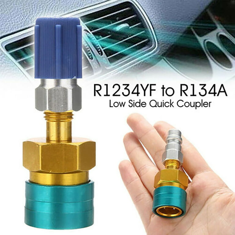 2pcs Conditioning Fitting Set R1234YF to R134A Adapter R1234YF Low Side  Quick Coupler Conversion Kit Refrigerant Can Adapter Valve AC Charging Hose  Adapter Connector for Car Air-Conditioning 