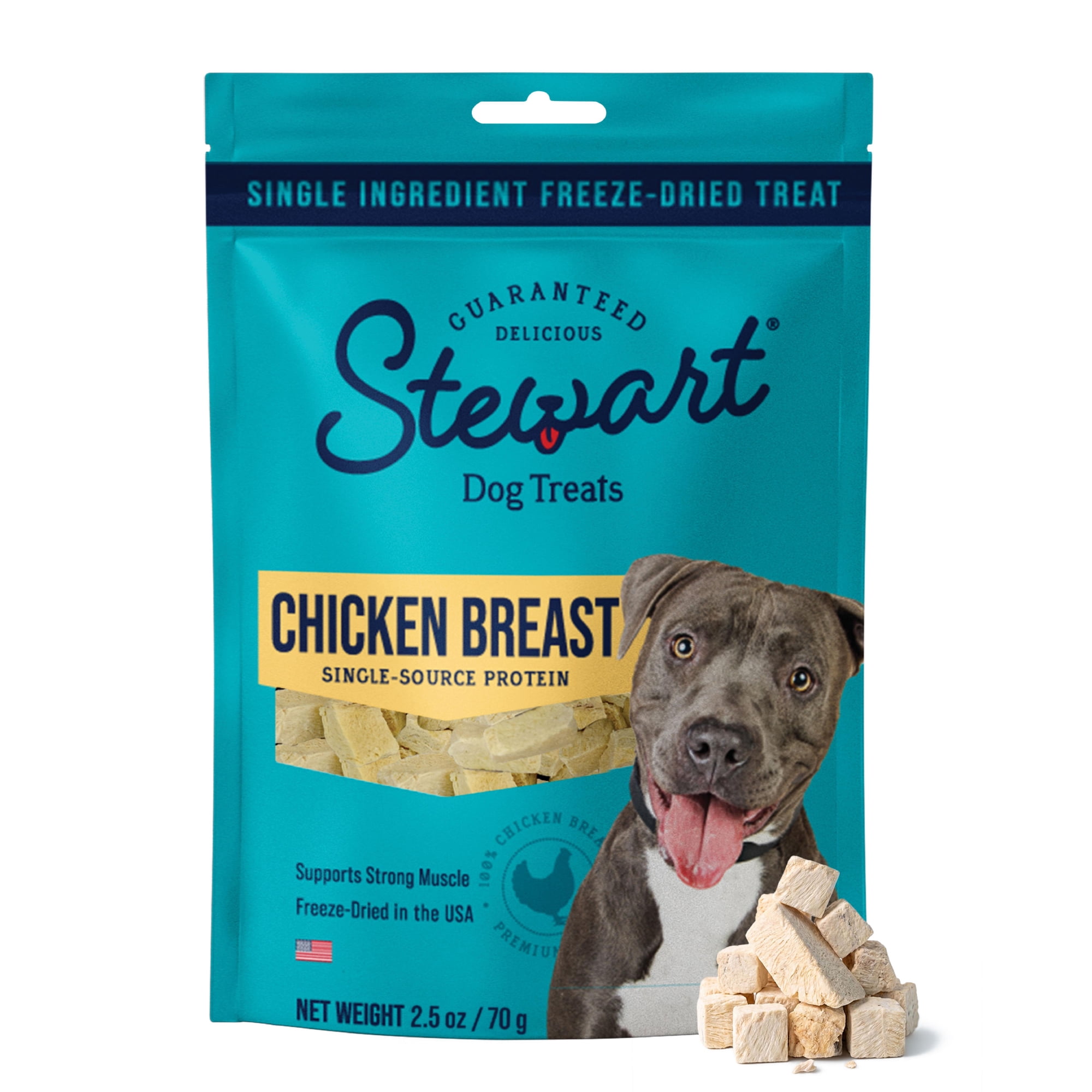Stewart Freeze Dried Raw Chicken Breast Training Treats or Meal Topper for Dogs, 2.5 oz Pouch