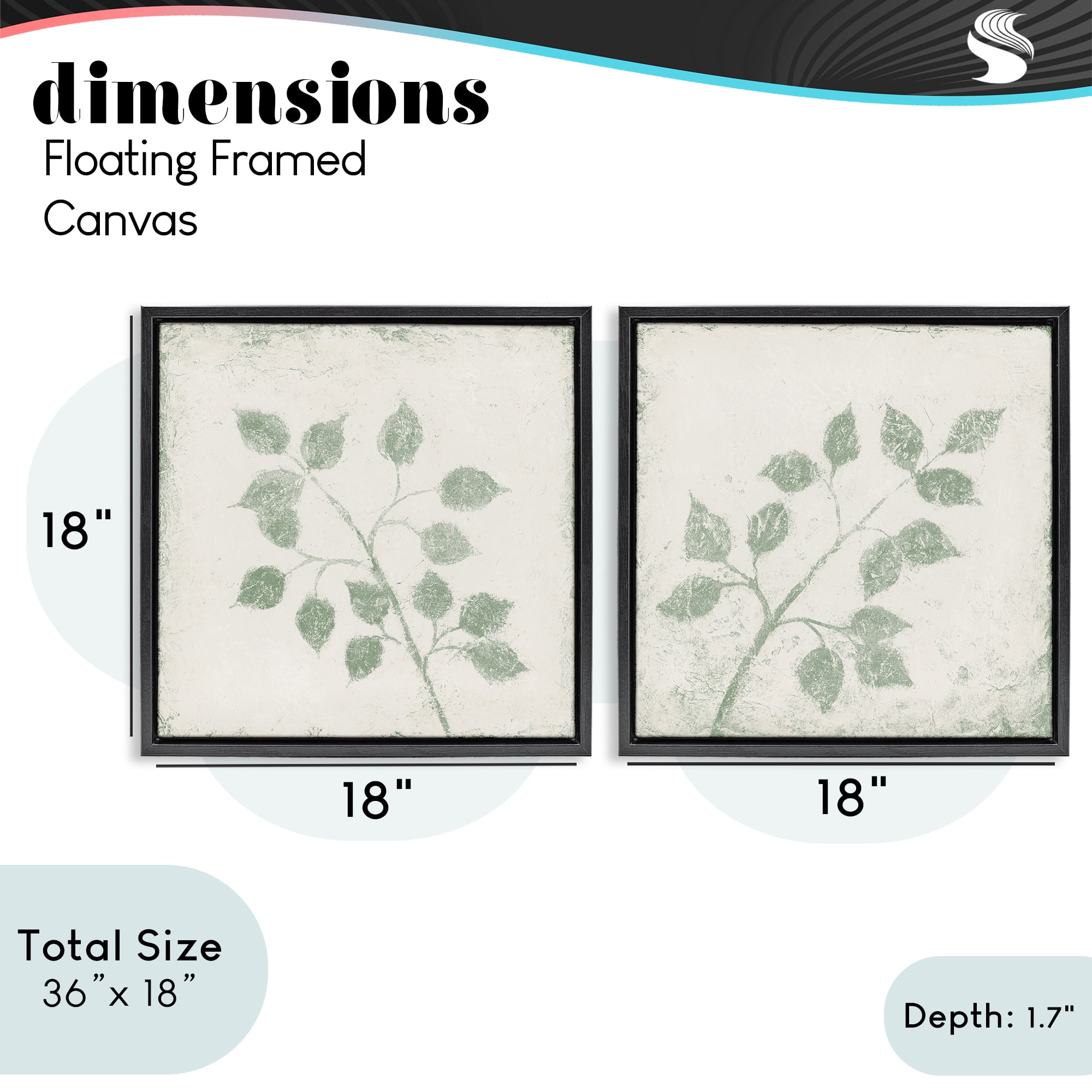 Stupell Industries November Leaves Soft Plants 2 Piece Black Framed Floater Canvas Set, design by Michael Marcon
