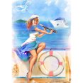 thumbnail image 1 of Diamond Painting (DE9481) DIY 5D Seaside Girl Square Rhinestone Kit (B819) 40x50cm FLhrweasw Nuevo, 1 of 1