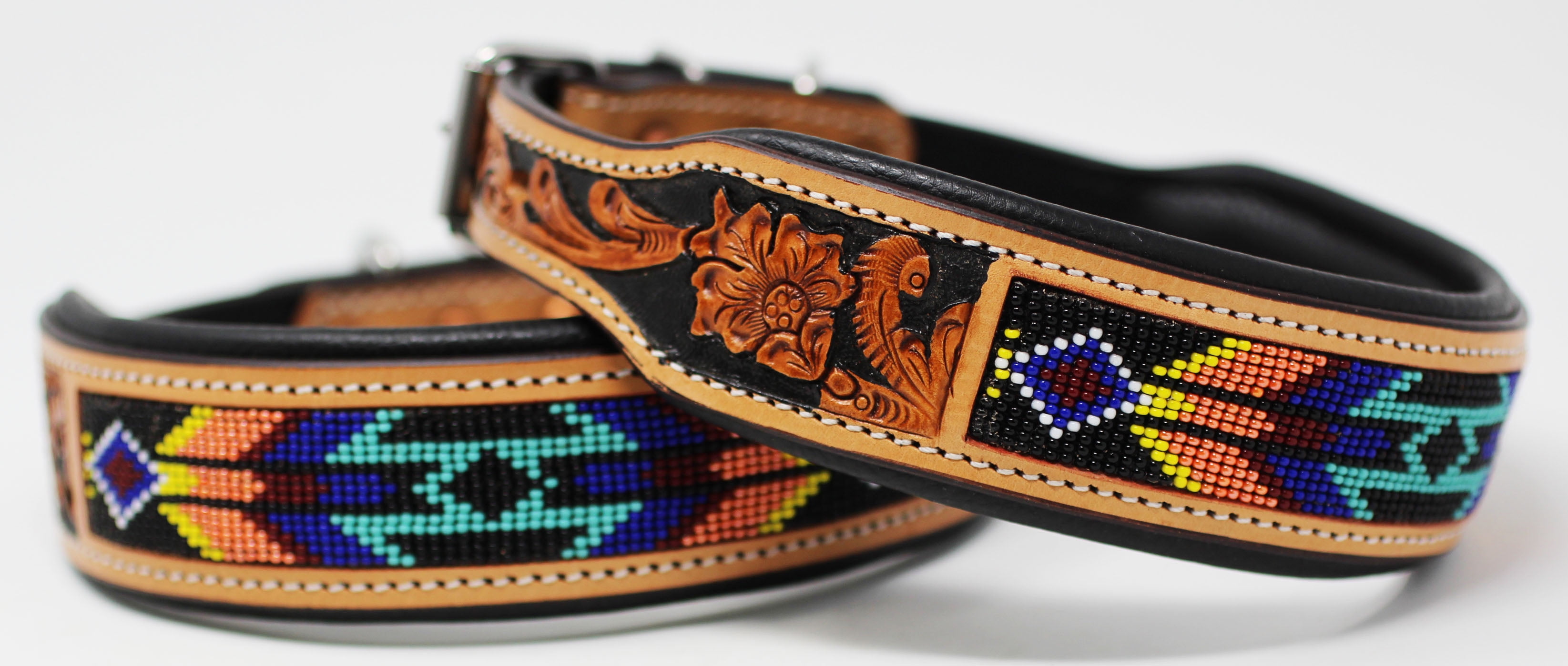 Small 13''- 17'' Dog Puppy Collar Genuine Cow Leather Padded Canine  6069TL