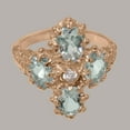 thumbnail image 5 of LBG British Made 9k Rose Gold Cubic Zirconia & Aquamarine Womens Statement Ring - 33 size options - Size 6.5, 5 of 6