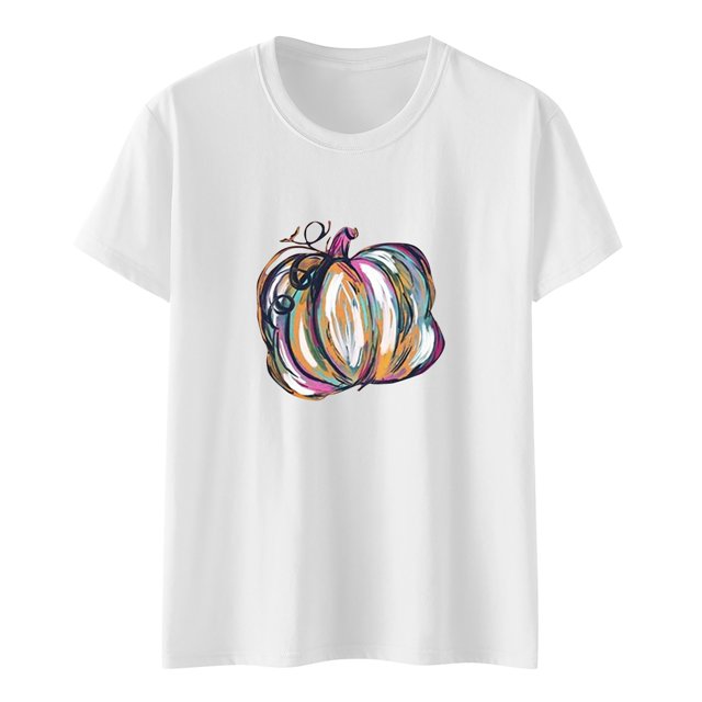 Blusa suelta de manga corta con cuello redondo y estampado a la moda para mujer Pompotops hkajfhjk457228