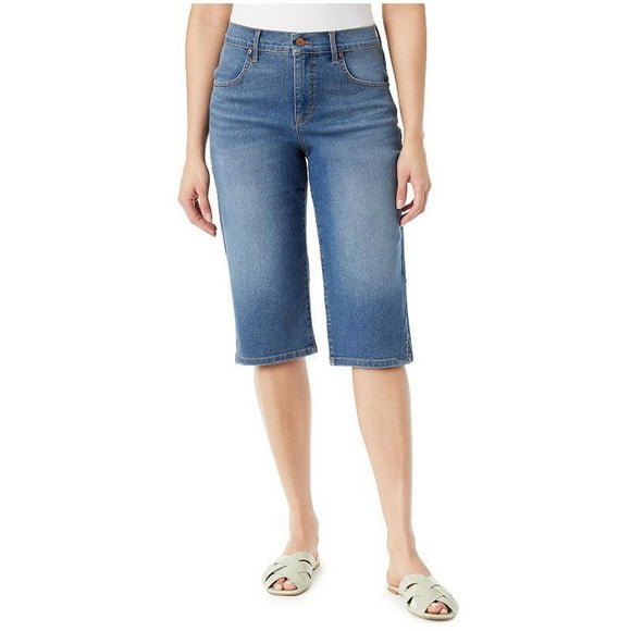 Gloria Vanderbilt Womens Lorelai Skimmer Capri Casual Denim Shorts, Blue, Petite, 12P