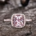 thumbnail image 2 of 10mm 4.75 Carat Caushion Cut Pink Morganite Odessa Diamond Moissanite 10k Rose Gold Halo Engagement Ring, 2 of 6