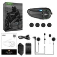 thumbnail image 2 of iSunergy Intercomunicador Bluetooth para casco de motocicleta Q8 6 Riders Group 1200 mAh IP67 impermeable/reducción de ruido CVC/micrófono duro y suave/sonido envolvente 3D/conectable con aplicación S, 2 of 5