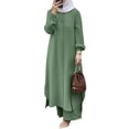 thumbnail image 2 of IWEMEK Women Muslim Plue Size Outfits Islamic Modest Elegant Clothing Dubai Solid Abayas and Pants 2pc Clothes Size 2XL, 2 of 8