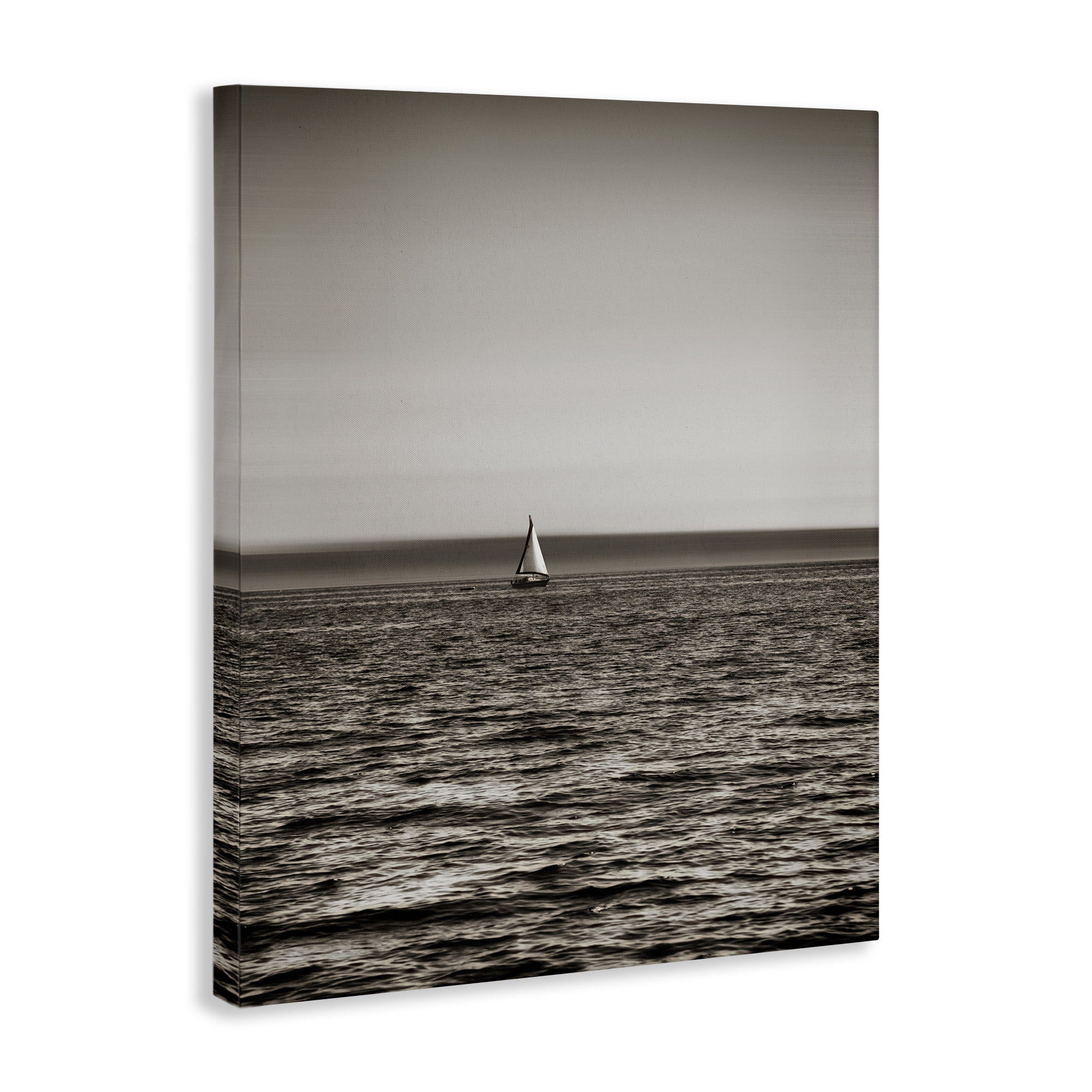 Stupell Industries Lone Distant Sailboat Coastal Photography Gallery Wrapped Canvas Art Print Wall Art, 24 x 30
