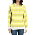 thumbnail image 4 of XPMWRP Women's Striped Hooded Drawstring Sweatshirt Trendy Fashion Loose Casual Knitted Winter Warm Long Sleeved Pullover with Pockets Yellow XXL, 4 of 6