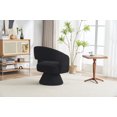 thumbnail image 4 of Swivel Accent Chair with Wooden Frame,Round Armchair with Curved Backrest in Fabric for Living Room and Bedroom,Black Teddy, 4 of 9