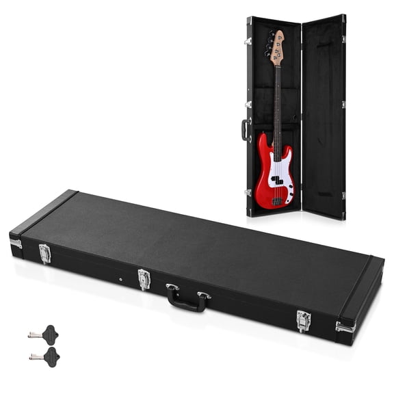 Yescom Electric Bass Guitar Hard Case Wooden Hard Shell Carrying Case Lockable with Key Square