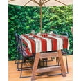 thumbnail image 3 of Hokiten Outdoor Tablecloths with Umbrella Hole & Zipper, American Flag Rectangle Tablecloth 52x70 Inch, Red Blue Star Stripes Rustic Farmhouse Wood Waterproof Table Cloth, Patio/Pool Table Covers, 3 of 7