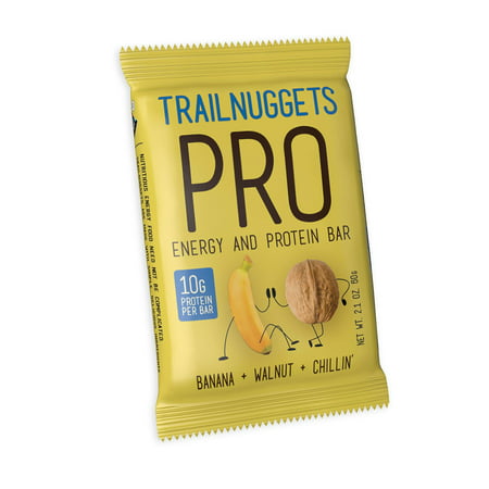 NEW Trailnuggets PRO Protein Energy Bar, Banana Walnut, Vegan, Non-GMO, Gluten-Free, Dairy-Free, Soy-Free, Plant Based Protein (Single 2.1 ounce