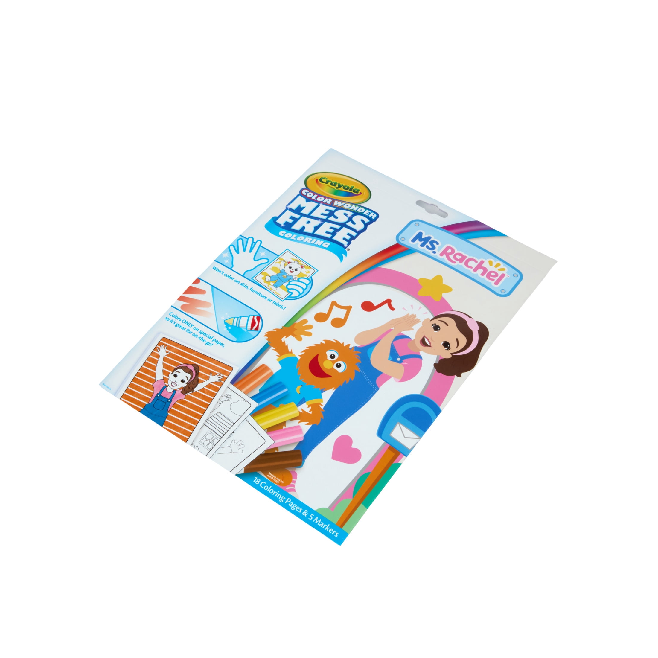 Crayola Color Wonder Ms. Rachel Mess Free Coloring Set, 18 Pgs, With Markers, Travel Activities, Preschool Arts and Crafts, Back to School Gift for Toddlers, Ages 3+