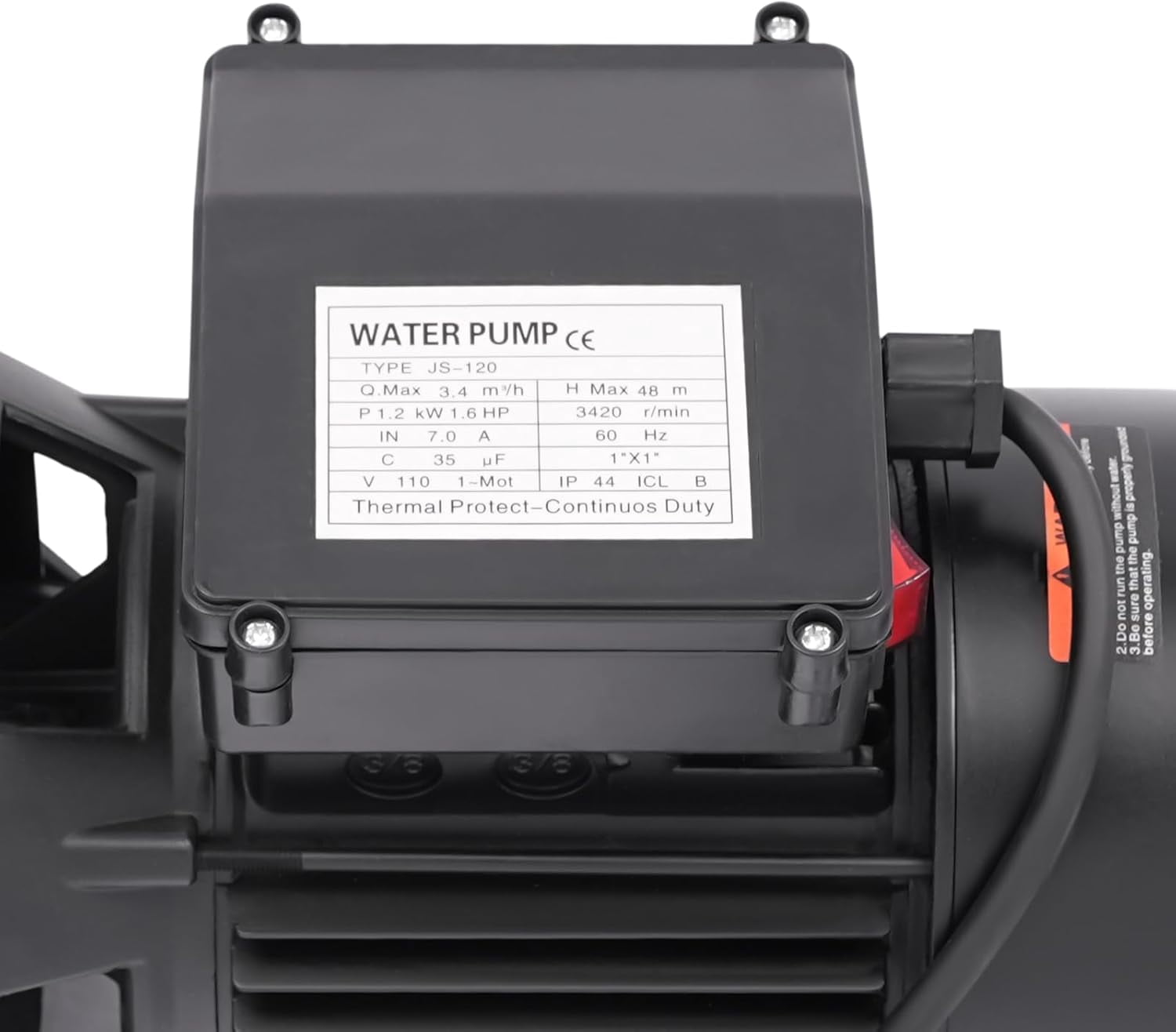 110V 1.2kw 3420rpm Shallow Well Pump,157ft Lift Portable Water Pump Stainless Steel Garden Pump Draining Irrigation Pump,for Lawn Irrigation, Lake Fountain (1.6HP)