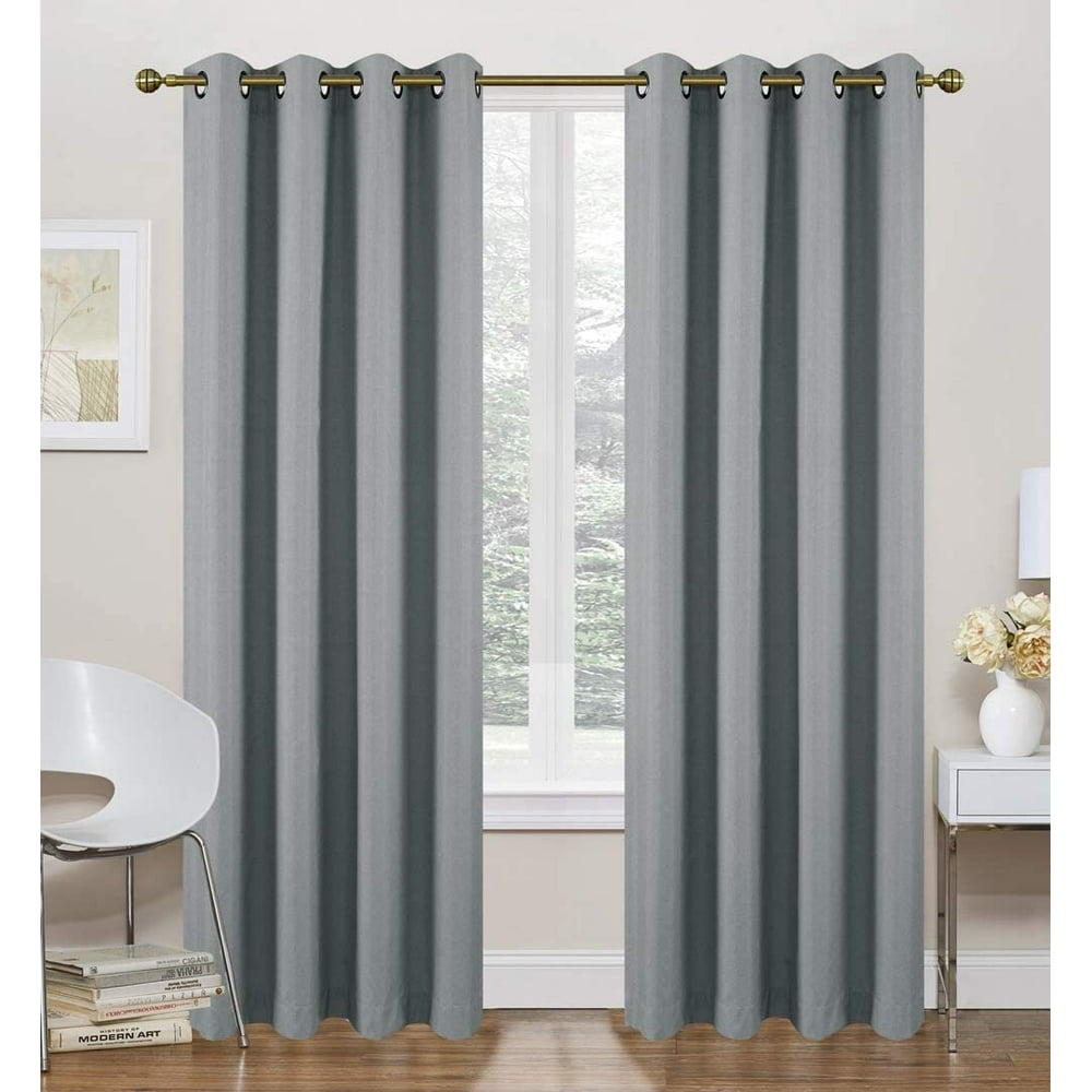 Ruthy’s Textile Grey Thermal Lined Curtains 2 x 52” x 84” Panels