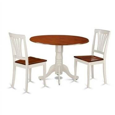 Round Table Set - Dining Table & 2 Chairs, Buttermilk & Cherry - 3 Piece