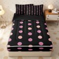 thumbnail image 2 of Erosebridal Dark Contrast Dot Grid Zipper Full Size Comforter Sets with Fitted Sheet and 2 Pillowcases,Pastel Pink Large Circle Zipper Bedding Set,Hot Pink Black,4pcs,Black Reversible, 2 of 6