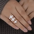 thumbnail image 5 of Cora Jewellery Tulip Setting Three Stone Oval Moissanite Engagement Ring for Women, 10K Rose Gold, 5 of 6