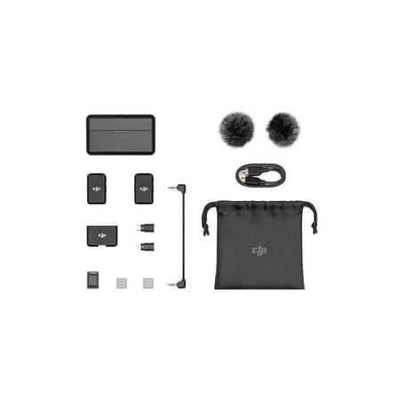 DJI Mic (2 TX + 1 RX + Charging Case), Wireless Lavalier Microphone, 250m (820 ft.) Range, 15-Hour Battery, Noise Cancellation, Wireless Microphone for PC, iPhone, Andriod, Record Interview, Vlogs