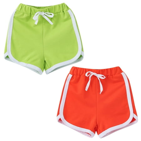 

THE WILD Kids Girls Boys 2 Pack Running Athletic Cotton Shorts Workout Yoga Sports Pants