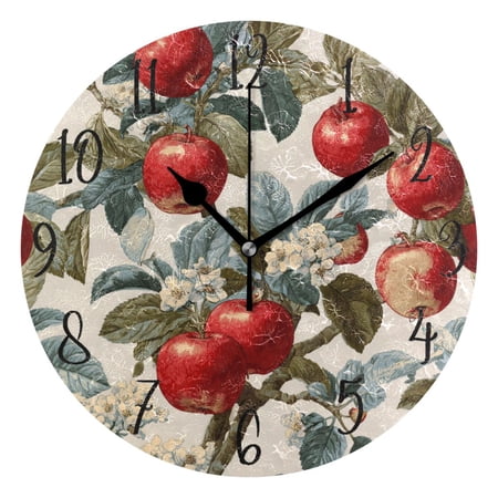 Round Art Wall Clock Vintage Oil Painting Texture Decorative Clock Black Pointer, Multi Purpose