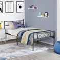 thumbnail image 5 of Twin XL Black Metal Bed Frame with Headboard, Slatted Platform Bed Base for Mattress Support, Sleek Industrial Style for Guest Room Dorm Apartment, 5 of 5
