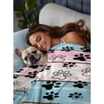 thumbnail image 3 of Blue Pink Dog Paws Prints Twim XL Size Flat Sheet, Wrinkleproof & Fadeproof Cooling Flat Bed Sheet Only, Farmhouse Beige Wood Breathable Soft Bedding Top Sheets 66 x 102 Inches, 3 of 8
