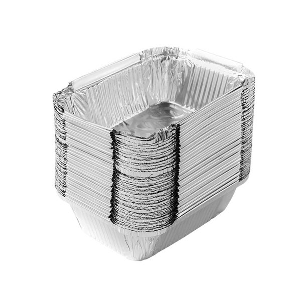 50pc Disposable Tin Foil Dishes Grill Pan Catering Smoothwall
