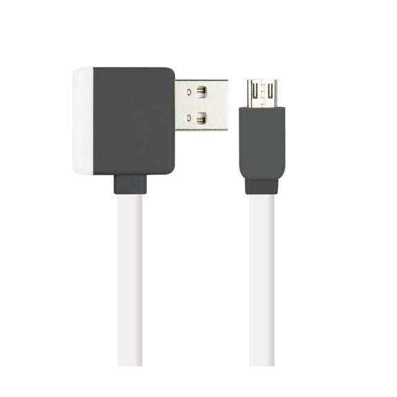 Reiko Micro USB Piggyback Flat Liberator USB Cable 3.2Ft in White