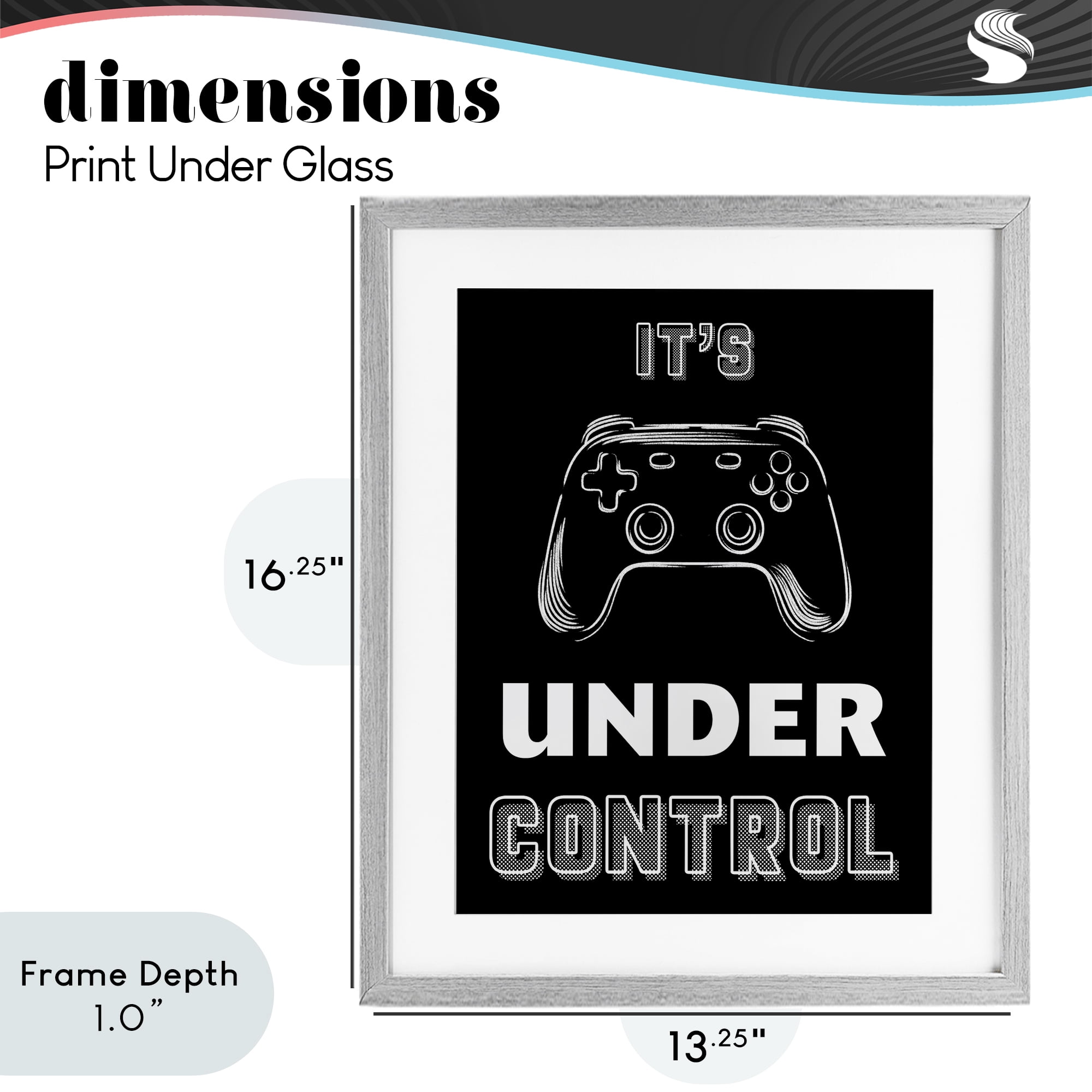 Stupell Industries Under Control Gamer Gray Framed Print Under Glass, design by Marcus Prime