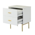 thumbnail image 6 of 2 Drawer Storage End Table Set of 2 Chest Cabinet Table Metal Legs for Home White, 6 of 7