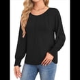 thumbnail image 3 of Camisas de Larga para Mujer, Blusas Plisadas Informales de Negocios con Puños Fruncidos. Negro L, 3 of 8