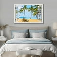 thumbnail image 4 of HFDF Beach Wall Art Fake Window Pictures Beach Window Canvas Wall Art Blue Coastal Tropical Palm Tree Ocean Print for Living Room,, Bathroom & Home Office Decorations Ready to Hang 16x12inch Framed, 4 of 6
