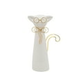 thumbnail image 5 of Modern Cat Figurine with Gold Accents - Stoneware & Ceramic Home Decor - Stylish Minimalist Ornament for Living Room, Office, or Bedroom - 8" White, 5 of 7
