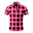 thumbnail image 4 of Blmnix Mens T-Shirts Guide Plaid Shirt Oversized Big And Tall Shirts Shirt Button Down Collared Pink Short Sleeve Casual Shirts for Men,XXXL, 4 of 5