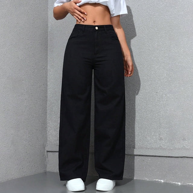Karight Women's Wide Leg Jeans High Waisted Denim Pants Stretchy Casual Baggy Straight Leg Loose Fit Jeans for Women