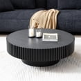 thumbnail image 2 of Wooden Coffee Tables, 31.49'' Nesting Round Wood Coffee table for Apartment, Modern Living Room Coffee Table with Sturdy Pedestal ,BLACK (Same Sku:W876P147627), Matt Black Coffee Tables, 2 of 10