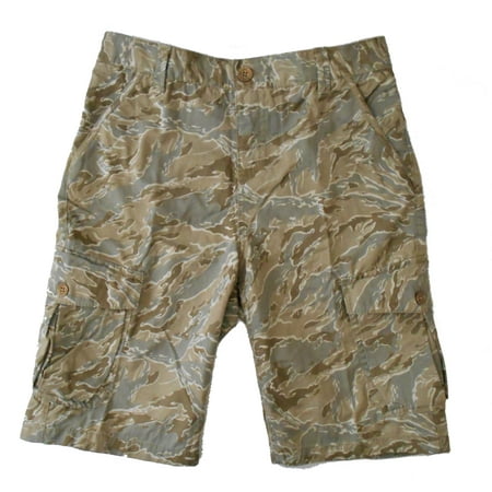 LUCKY BRAND BOYS SHORTS - CAMOUFLAGE SZ 14 LARGE - BROWN CARGO POCKETS CHINO