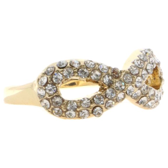Mi Amore Infinity Symbol Sized-Ring Gold-Tone/White Size 5
