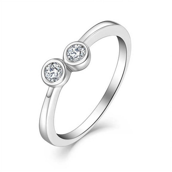 Two Stone Bezel Set Women's Engagement Ring 1.5 Ct Diamond 14K White Gold Over