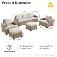 thumbnail image 7 of Vcatnet 7 Pieces Outdoor Patio Furniture Sectional Sofa Wicker Conversation Set with Ottomans Gray, 7 of 7