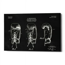 Epic Graffiti  "Boxing Glove, 1925 Blueprint Chalkboard Patent" Giclee Canvas Wall Art, 12"x18"