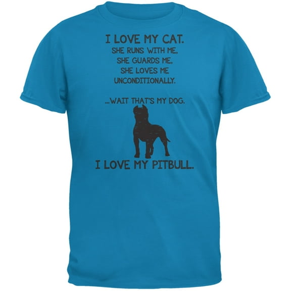 I Love My Pitbull Girl Sapphire Blue Adult T-Shirt - Large