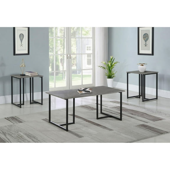 Coffee & End Tables - 3 Grey And Black Style Functional